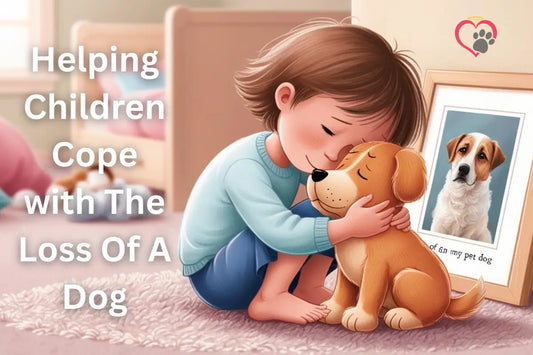 An animated young girl hugging her puppy.