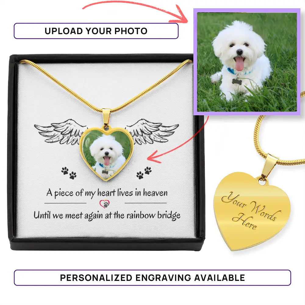 A Piece of My Heart Lives in Heaven – Personalized Dog Memorial Necklace - Jewelry