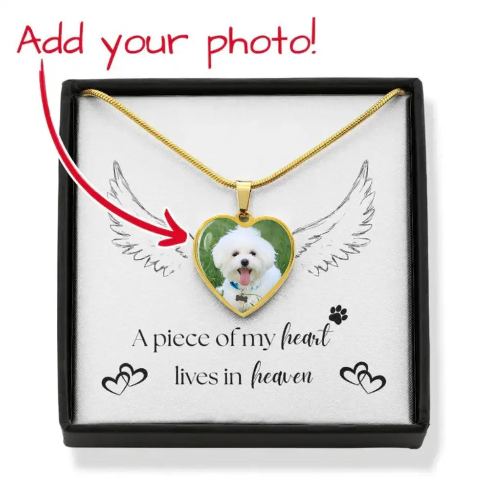 A piece of my heart lives in heaven - Photo Heart Necklace - Jewelry