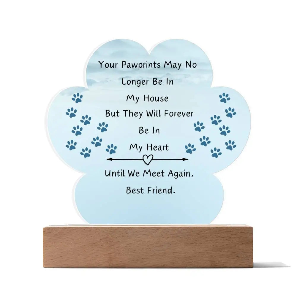 Paw Print Acrylic - Wooden Base - Jewelry