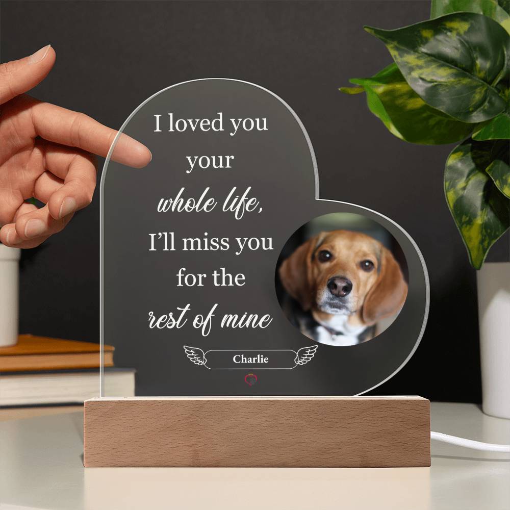 Personalized Acrylic Heart Plaque – Custom Dog Memorial Keepsake