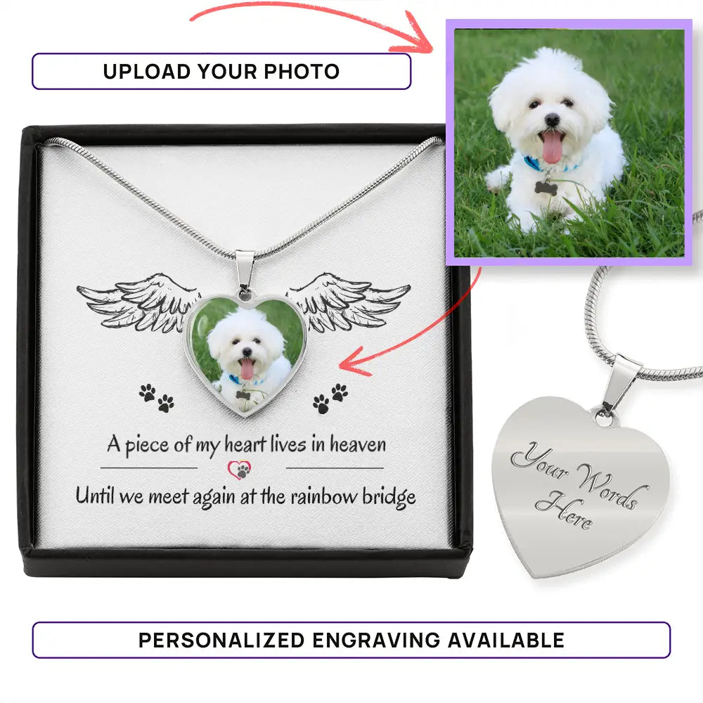 A Piece of My Heart Lives in Heaven – Personalized Dog Memorial Necklace - Jewelry
