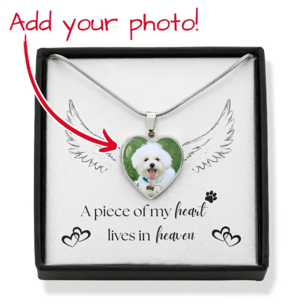 A piece of my heart lives in heaven - Photo Heart Necklace - Jewelry
