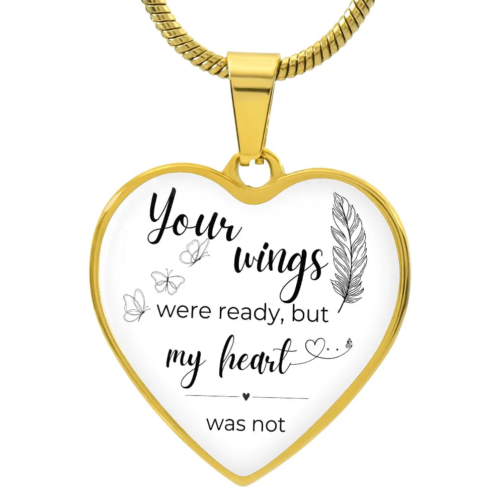 Angel Wings Heart Necklace - Luxury Necklace (Gold) / No - Jewelry