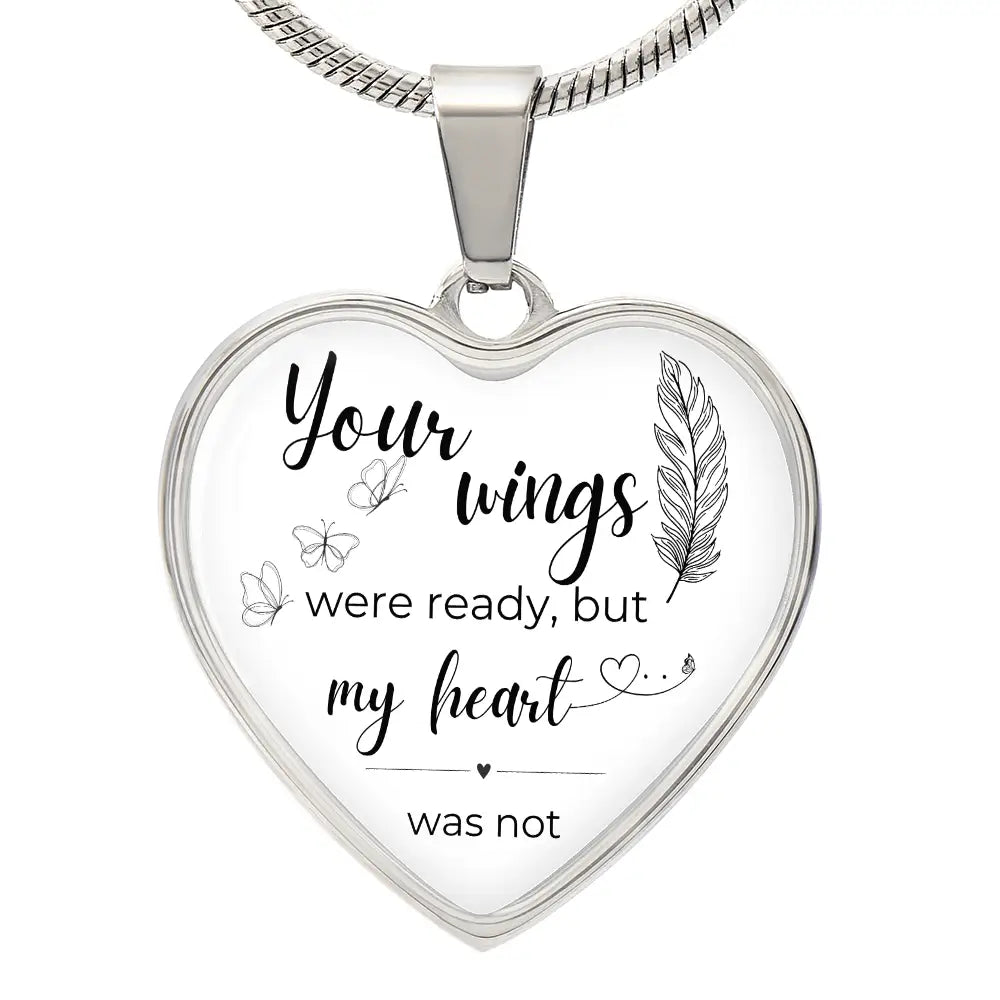 Angel Wings Heart Necklace - Luxury Necklace (Silver) / No - Jewelry