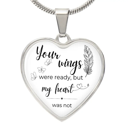 Angel Wings Heart Necklace - Luxury Necklace (Silver) / No - Jewelry