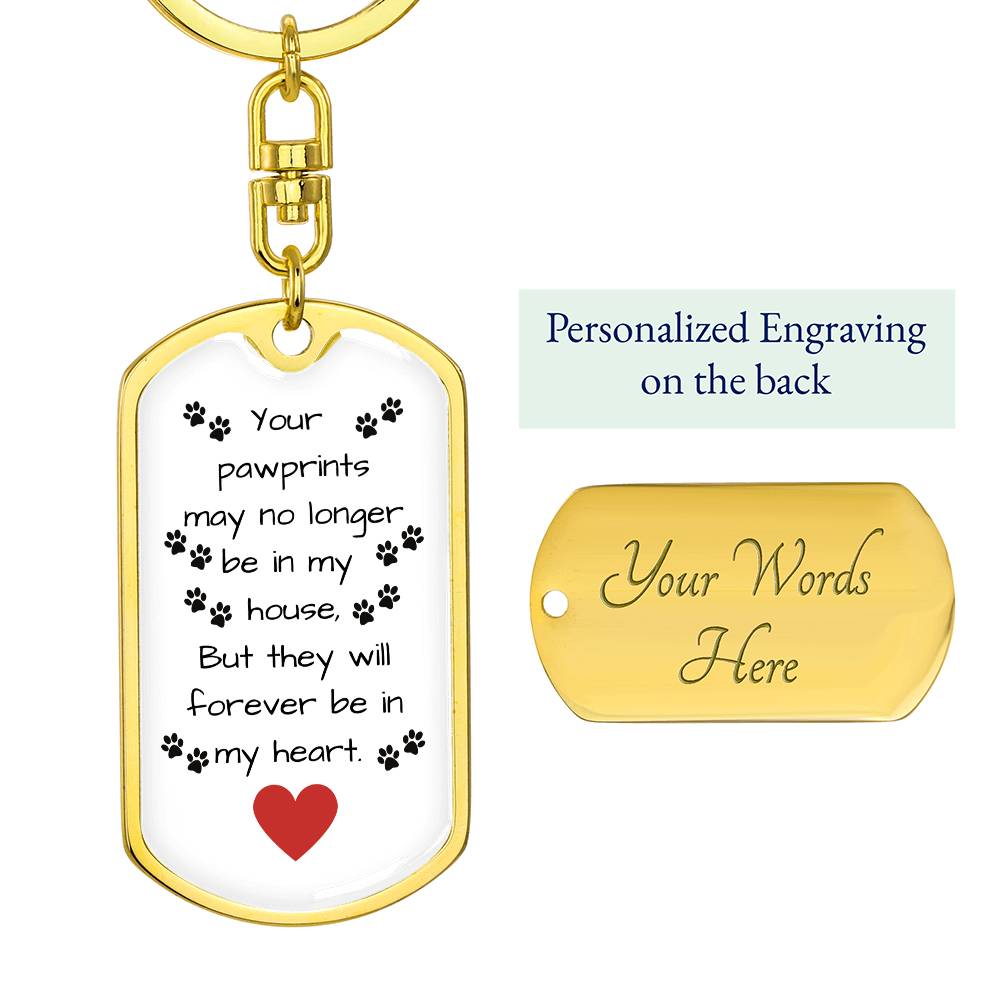 Paw Prints On My Heart Key Chain