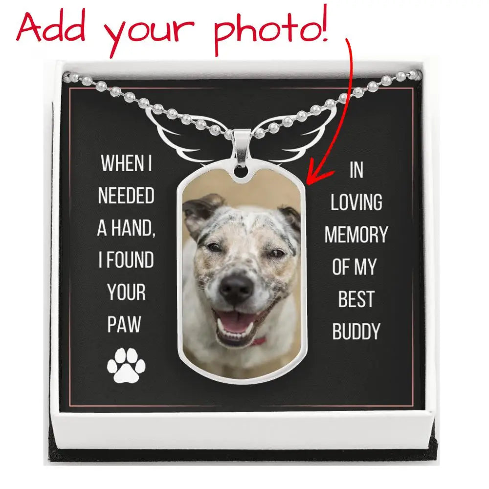I Found Your Paw Dog Tag Necklace – A Timeless Memorial Keepsake Luxury Dog Tag Necklace Military Chain / No Jewelry