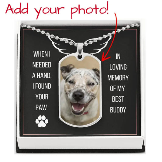 I Found Your Paw Dog Tag Necklace – A Timeless Memorial Keepsake Luxury Dog Tag Necklace Military Chain / No Jewelry