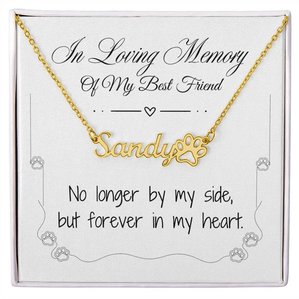 Missing My Dog Pawprint Necklace - In Loving Memory - 18k Yellow Gold Finish / Standard Box - Jewelry