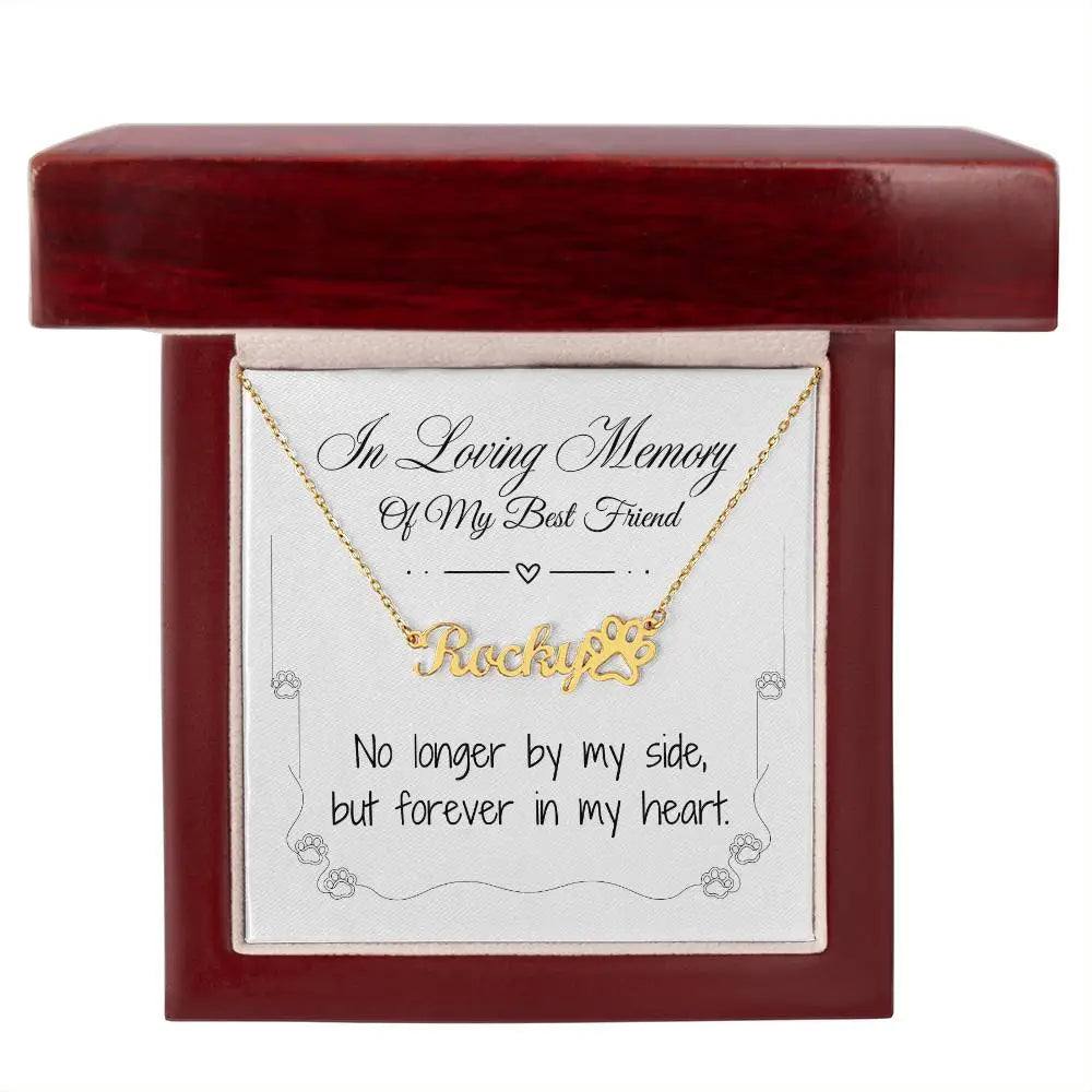 Missing My Dog Pawprint Necklace - In Loving Memory - 18k Yellow Gold Finish / Luxury Box - Jewelry