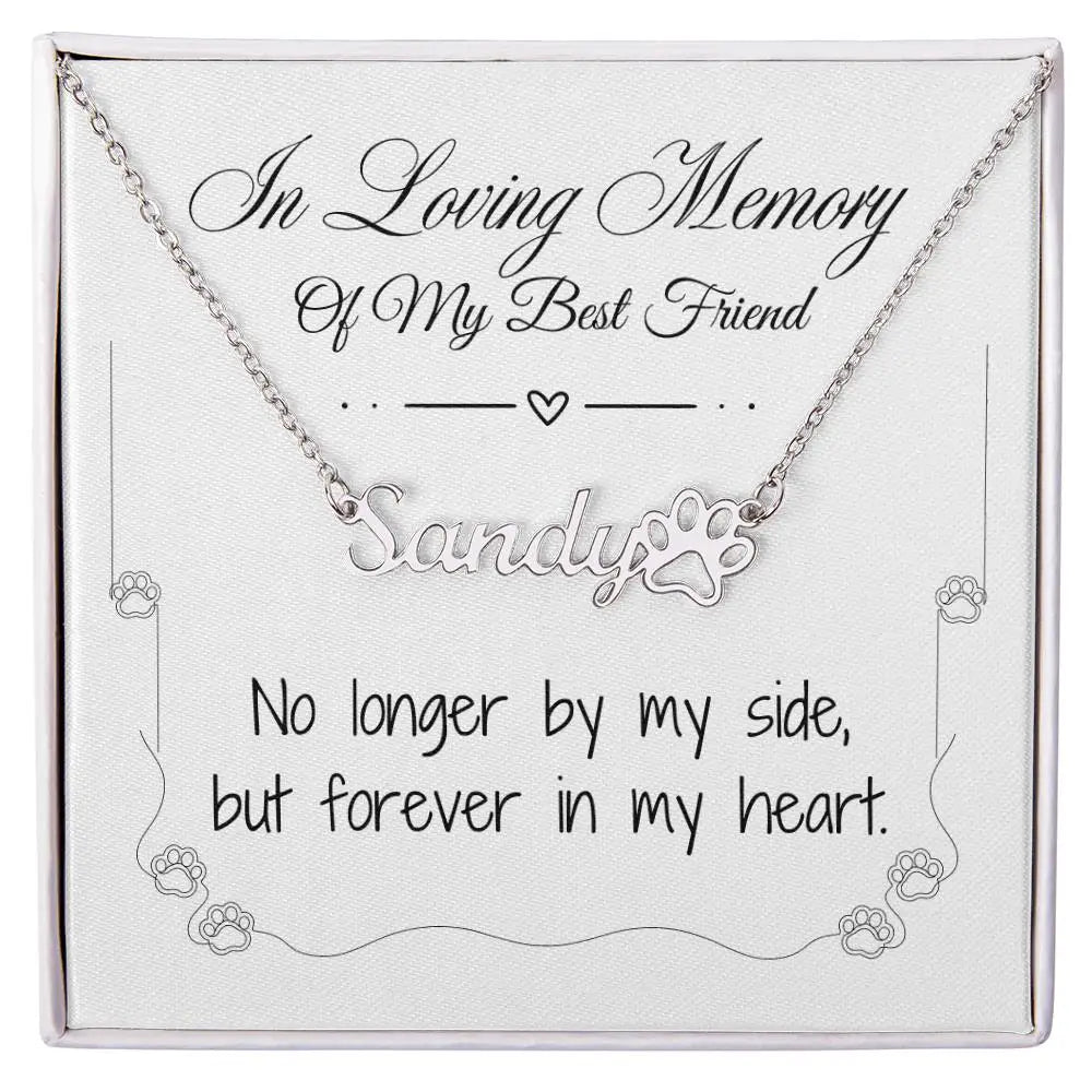 Missing My Dog Pawprint Necklace - In Loving Memory - Polished Stainless Steel / Standard Box - Jewelry