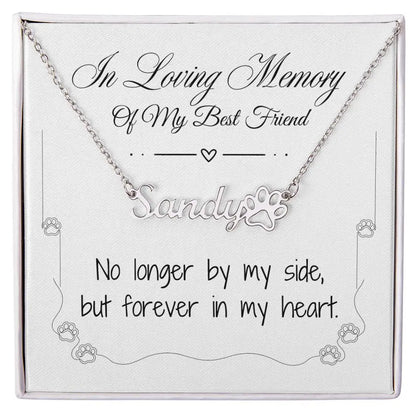 Missing My Dog Pawprint Necklace - In Loving Memory - Polished Stainless Steel / Standard Box - Jewelry