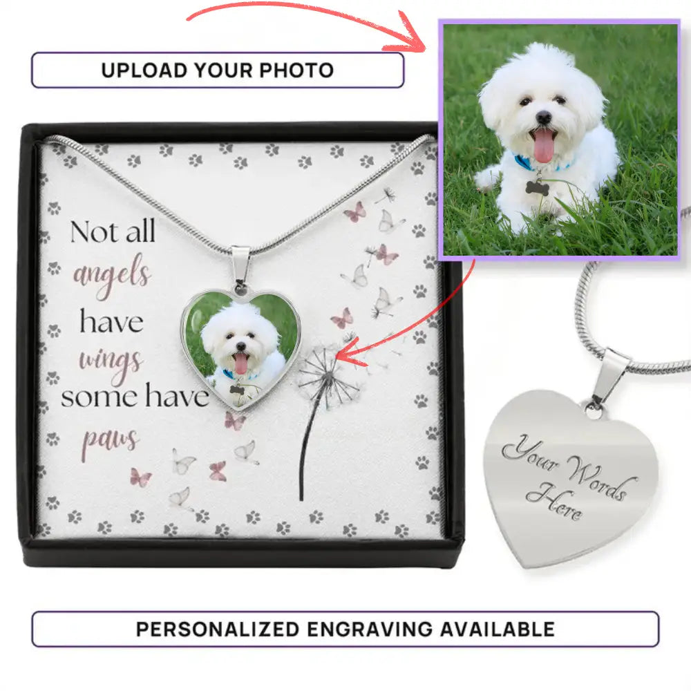 My Angel Has Paws - Photo Heart Necklace - Jewelry