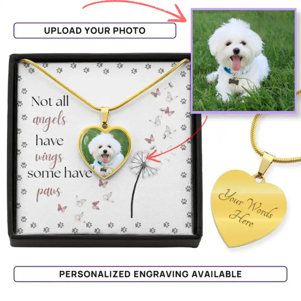 My Angel Has Paws - Photo Heart Necklace - Jewelry