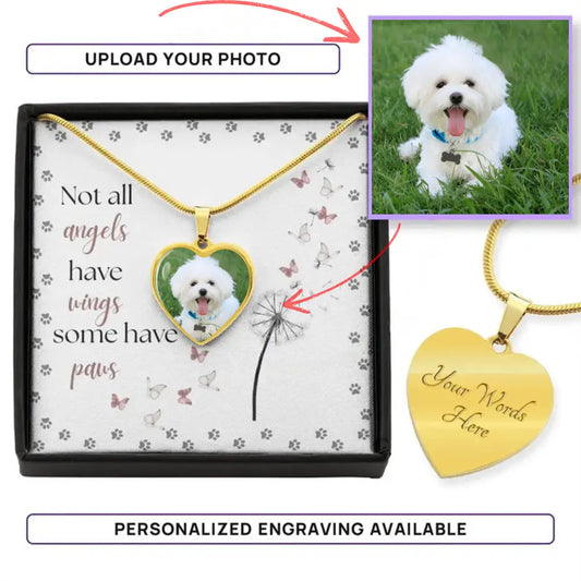 My Angel Has Paws - Photo Heart Necklace - Jewelry