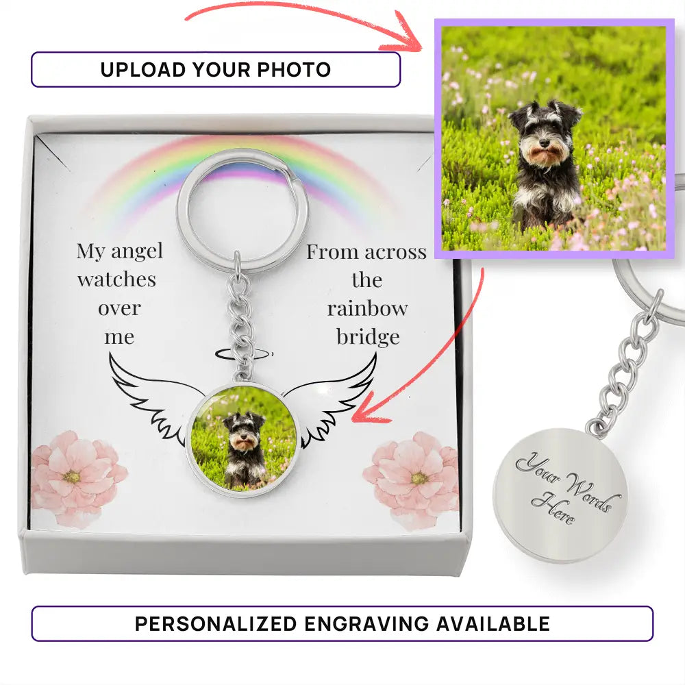 My Angel Watches Over Me - Personalized Circle Keychain - Jewelry