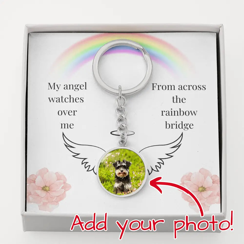My Angel Watches Over Me - Personalized Circle Keychain - Jewelry