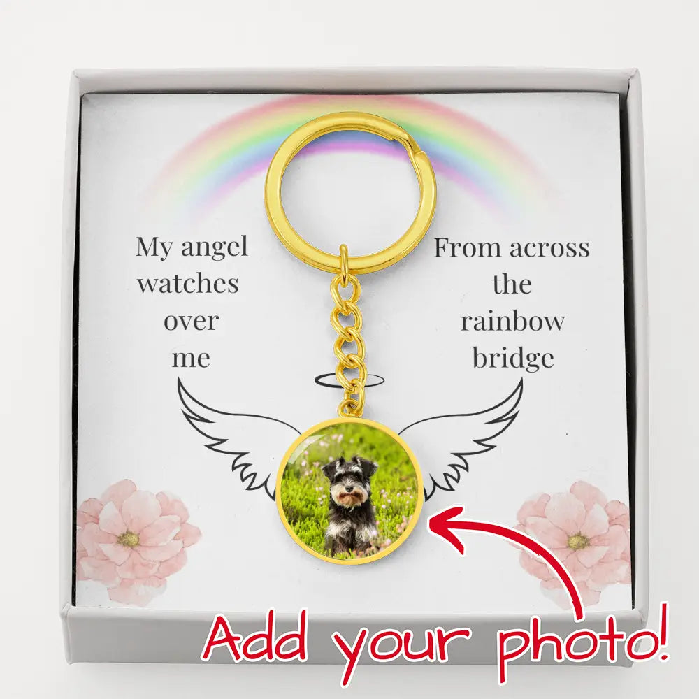 My Angel Watches Over Me - Personalized Circle Keychain - Jewelry
