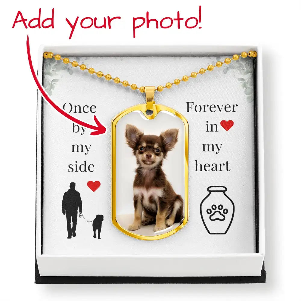 Once By My Side Photo Dog-Tag Necklace (Men’s) – Personalized Dog Memorial Keepsake - Jewelry