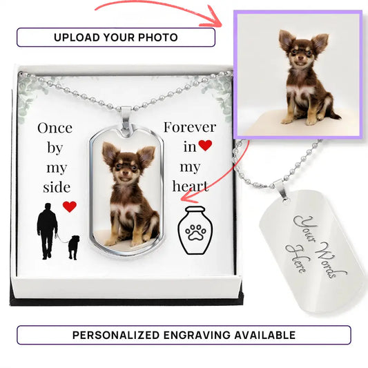 Once By My Side Photo Dog-Tag Necklace (Men’s) – Personalized Dog Memorial Keepsake - Jewelry