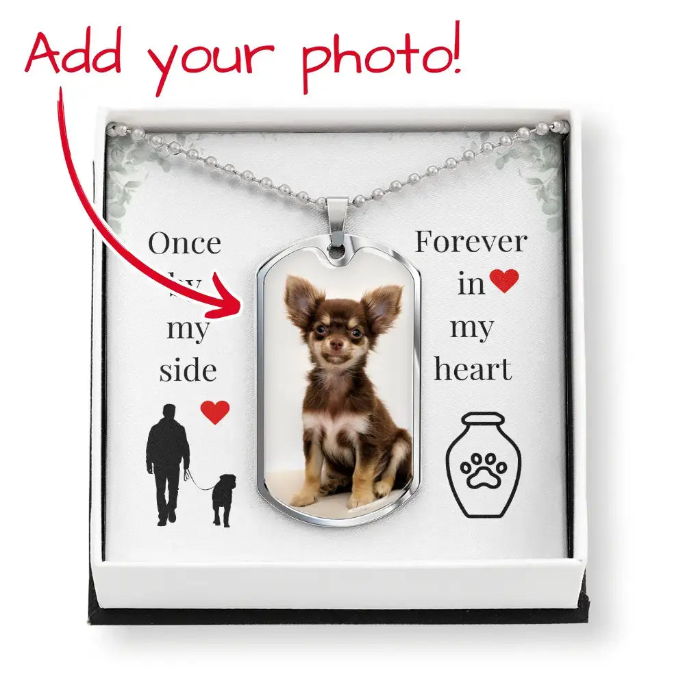 Once By My Side Photo Dog-Tag Necklace (Men’s) – Personalized Dog Memorial Keepsake - Jewelry