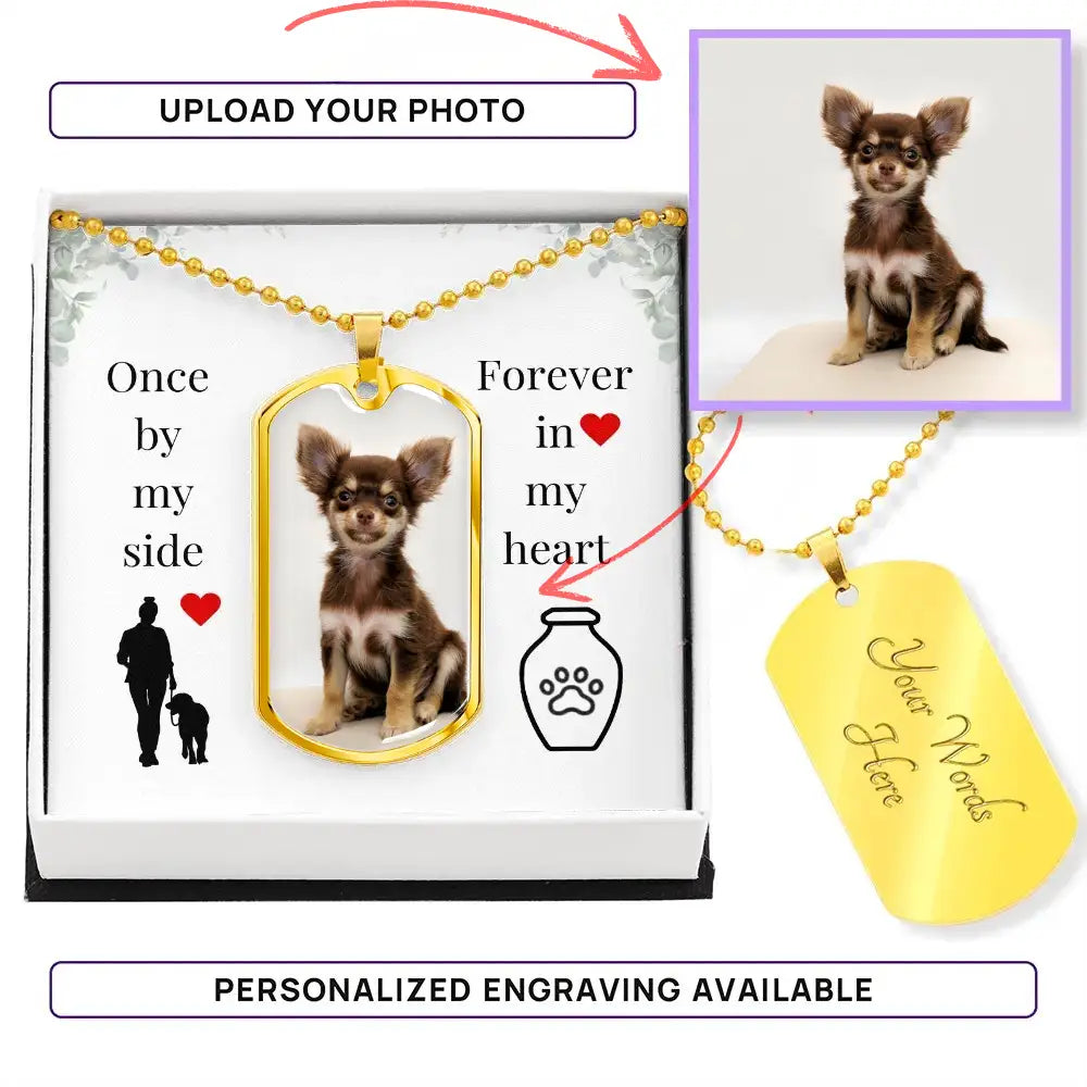 Once By My Side Photo Dog Tag Necklace – Personalized Dog Memorial Keepsake - Jewelry