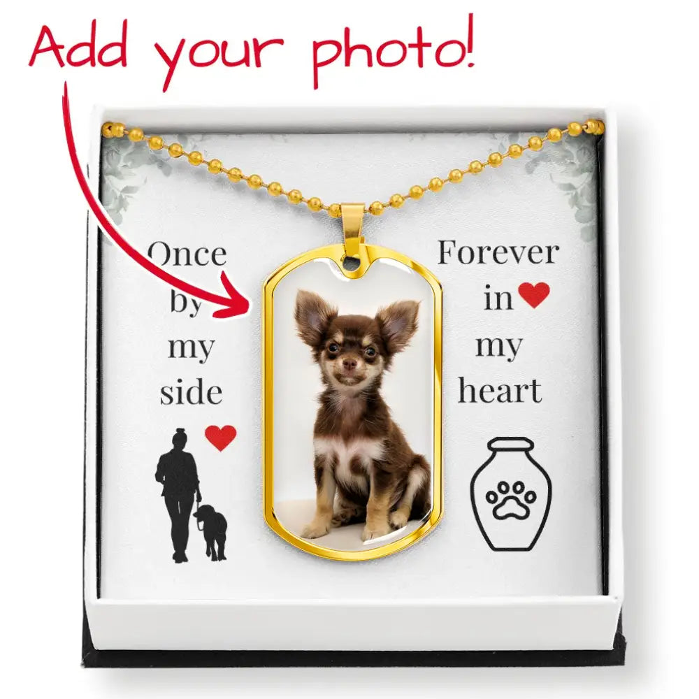 Once By My Side Photo Dog Tag Necklace – Personalized Dog Memorial Keepsake - Jewelry