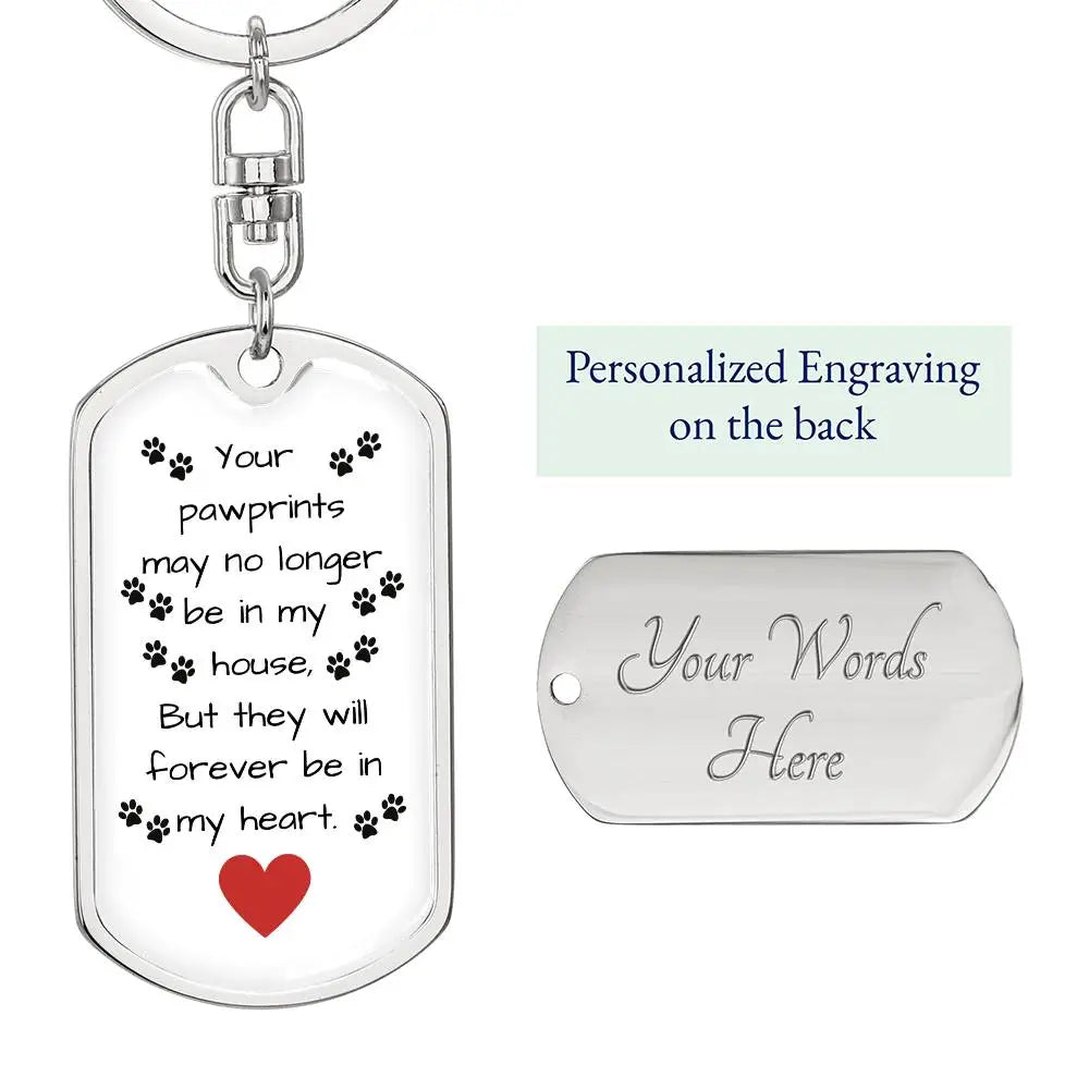 Paw Prints On My Heart Key Chain - Jewelry Keychain