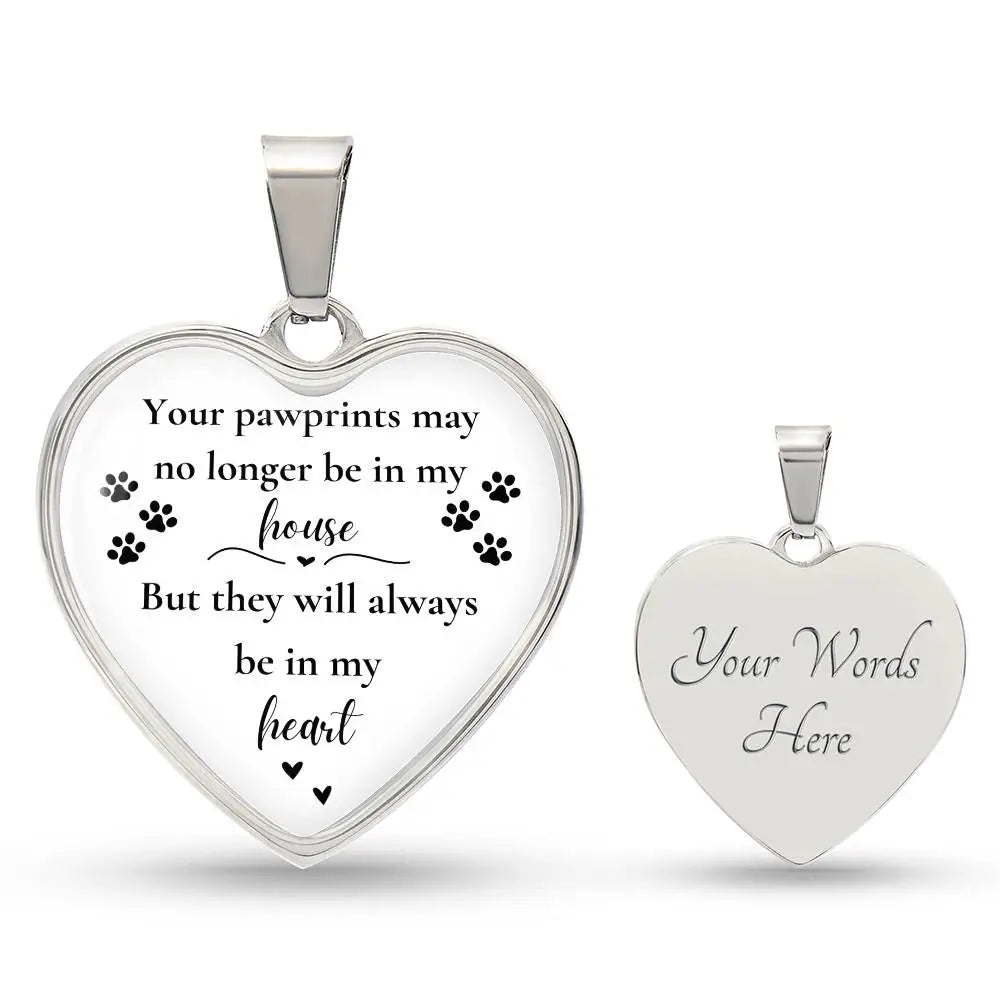 Pawprints On My Heart Necklace - Jewelry