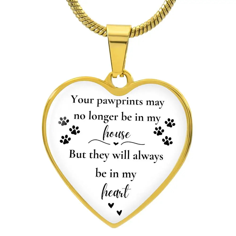 Pawprints On My Heart Necklace - Luxury Necklace (Gold) / No - Jewelry