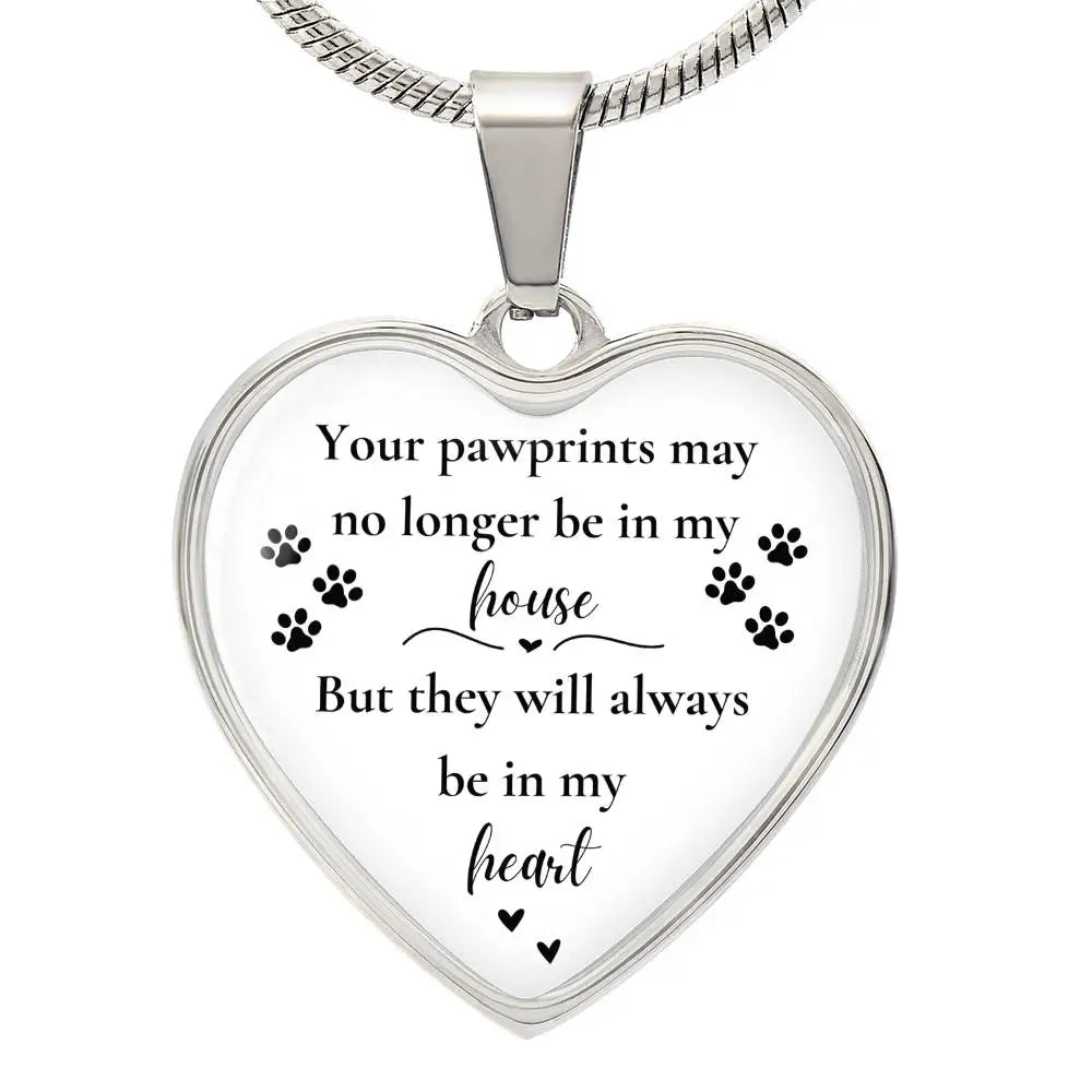 Pawprints On My Heart Necklace - Luxury Necklace (Silver) / No - Jewelry