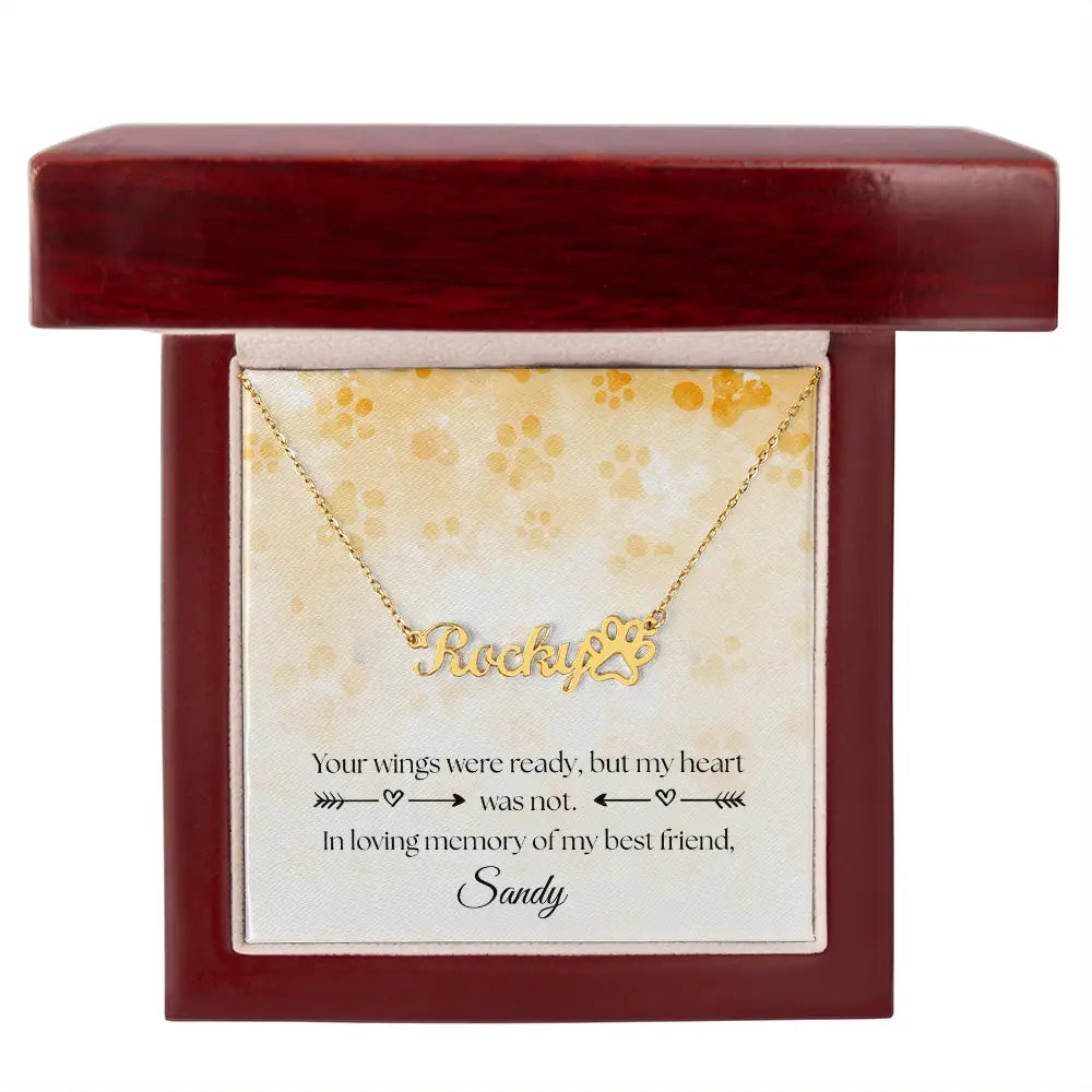 Personalized Pet Paw Necklace 18k Yellow Gold Finish / Luxury Box Jewelry