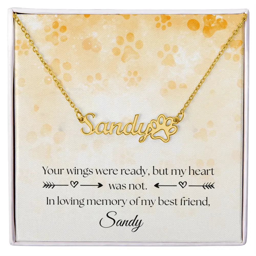 Personalized Pet Paw Necklace 18k Yellow Gold Finish / Standard Box Jewelry